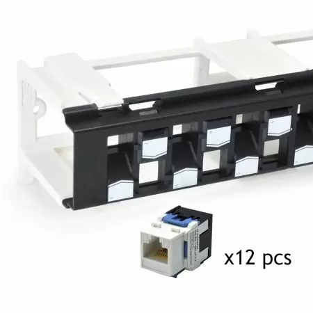 ISO/IEC Category 6a - Unshielded ISO Cat 6a / TIA Cat 6A Component-Rated Wall-Mount Patch Panel loaded with Top-Entry Jacks (KHA Series), 89D Bracket Included